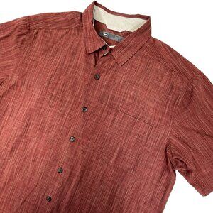 REI Mens Button Down Short Sleeve‎ Shirt Size L ,Collar Embroidered Logo, Casual